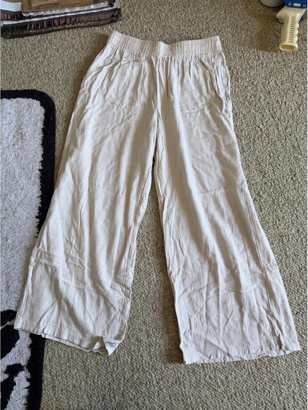 Princess Polly cream linen blend pants - Picture 1 of 3